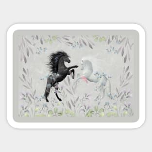 Floral Fantasy Horses Sticker